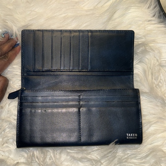 TAKEO KIKUCHI Folding Long Wallet EUC in Navy - Picture 6 of 12